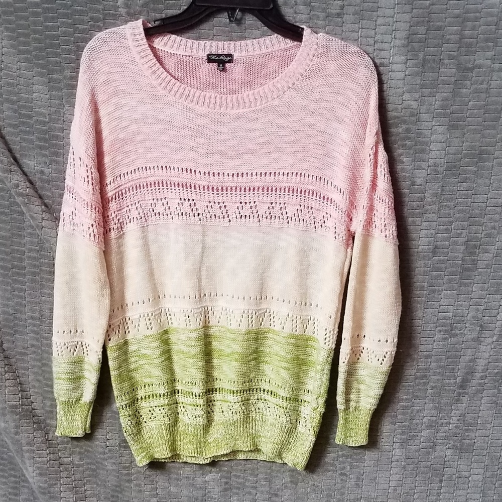 The Rage pink light green sweater sz medium